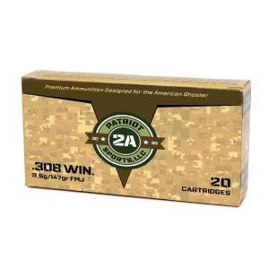 United States Association of Gun Owners Patriot Sports Rifle Ammunition .308 Win 147gr FMJ 2788 fps 20/ct - $17.59 at United States Association of Gun Owners