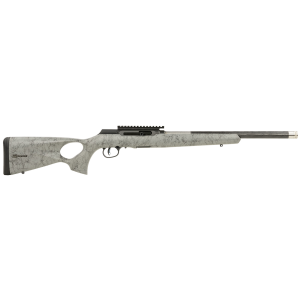 Savage Arms 47253 A Series TimberLite 22LR 10+1 18" Black Threaded Carbon Fiber/SS Barrel, Black Picatinny Rail Steel Receiver, Gray w/Black Webbing Synthetic Fixed Thumbhole Stock