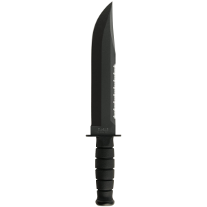 Ka-Bar 2211 Big Brother 9.38" Fixed Top Serrated/Bottom Straight Plain Black 1095 Cro-Van Blade, Black Kraton G Handle, Includes Sheath