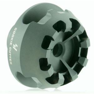 Strike Industries CCCOMP308 Cookie Cutter Comp Black Matte Steel with 5/8"-24 tpi Threads, 1.57" OAL & 0.26" Inside/2.14" Outside Diameter for 308 Win, 7.62x51mm NATO AR-Platform