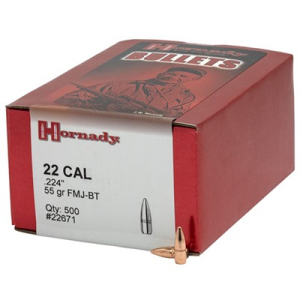 Hornady 22671 .22 Caliber 55 Grain Full Metal Jacket Bullets, 500-Count