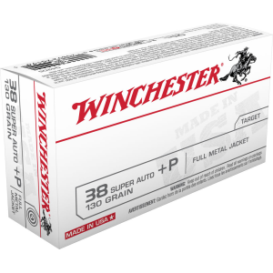 Winchester Q4205 .38 Super Auto 130gr FMJ Handgun Ammo, 50-Round