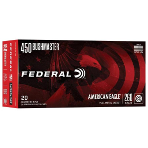 Federal American Eagle .450 Bushmaster 260gr FMJ Rifle Ammo, 20/ct