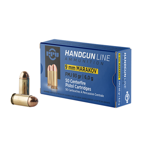 PPU PPH9MF 9x18mm Makarov 93gr FMJ Handgun Ammo, 50 Rounds