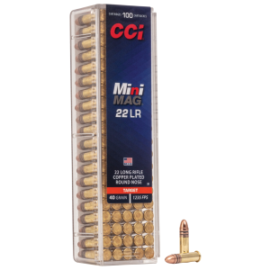 CCI Mini-Mag 22 LR 40gr Copper Plated Round Nose Ammo, 100 Per Box - 0030