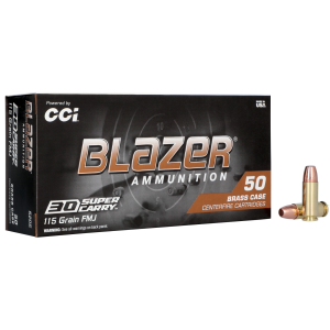 CCI Blazer Brass Handgun Ammunition .30 SC 115 gr FMJ 1150 fps 50/ct