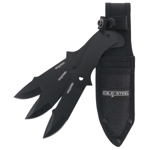 Cold Steel CSTH80KVC3PK Throwing Knives Set of 3 Fixed 8" Drop Point Plain Black Oxide 420 Stainless Steel Blade, Includes Sheath