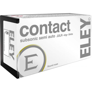 United States Association of Gun Owners ELEY CONTACT SUBSONIC 22LR - 42GR RN 50RD 100BX/CS - $8.20 at United States Association of Gun Owners