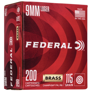 United States Association of Gun Owners Federal WM51992 Champion 9mm 115gr Full Metal Jacket Ammo, 200 Rounds - $57.21 at United States Association of Gun Owners