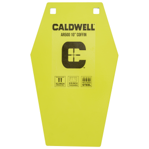 United States Association of Gun Owners Caldwell 1116693 10in Coffin AR500 Steel Hanging Target, Yellow Powder Coat - $41.81 at United States Association of Gun Owners