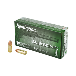 Remington Subsonic 9mm 147gr Flat Nose Handgun Ammo, 50-Round