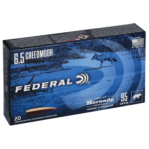Federal V65CRDVM95 6.5mm Creedmoor 95gr V-Max Rifle Ammo, 20-Round Box
