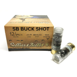 Sellier & Bellot SB12BSC 12 Gauge 2-3/4in #00 Buckshot Shotshells, 25-Round