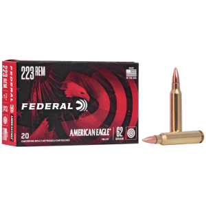 Federal American Eagle .223 Rem 62gr FMJ Rifle Ammo, 20 Rounds