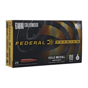 Federal Gold Medal 6mm Creedmoor 109gr Long Range Hybrid Target Ammo, 20-Round