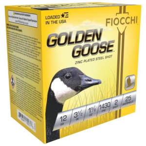 Fiocchi Golden Goose 12ga 3.5in Shotshells, #2 Steel, 25/ct