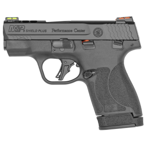 S&W Performance Center M&P 9 Shield Plus 9mm Luger 10rd & 13rd Magazines (2) 3.1" Ported Barrel Black Fiber Optic Sights Manual Thumb Safety