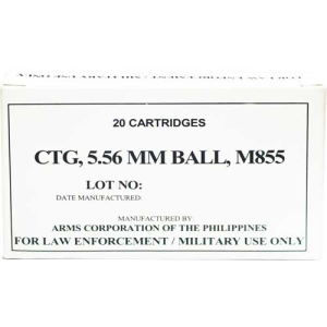 Armscor 5.56/.223 62gr Fmj - 1000rd Case Lot (m855/ss109)