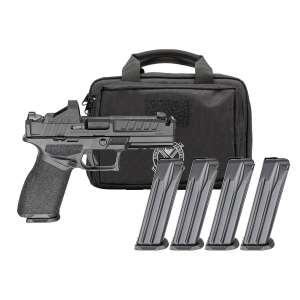 Springfield Gear Pac Echelon 4.5F Comp Handgun 9mm Luger 10rd(4) Magazines 4.5" Barrel U-Notch Sights Green Dot & Bag CA Compliant