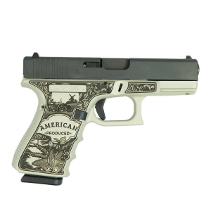 Glock 19 Gen 4 "American Made-Farm" Compact Handgun 9mm Luger 15rd Magazines(2) Nickel Finish 4" Barrel