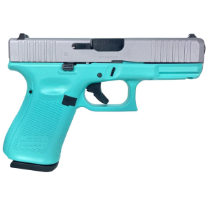 Glock 19 Gen 5 Custom "Robin's Egg Blue Grip/ Crushed Silver Slide" Compact Handgun 9mm Luger 15/rd Magazines (3) 4.02" Barrel USA