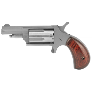 NAA 22M Mini Revolver Handgun .22 Magnum 5rd Capacity 1.625" Barrel Silver with Wood Grip