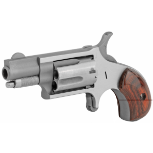 NAA 22LR Mini Revolver Handgun .22 LR 5rd Capacity 1.125" Barrel Silver with Wood Grip