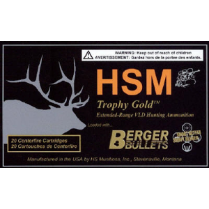 HSM 270WSM130VLD Trophy Gold Extended Range 270 WSM 130 gr Berger Hunting VLD Match 20 Per Box/ 25 Case
