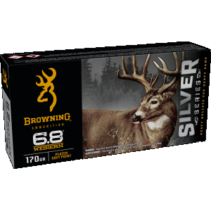 Browning Ammo B192600681 Silver 6.8Western 170gr Plated Soft Point 20 Per Box/10 Case
