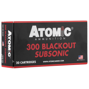 Atomic Ammunition 00478 Rifle Subsonic 300Blackout 260gr Round Nose Soft Point Boat Tail 20 Per Box/10 Case