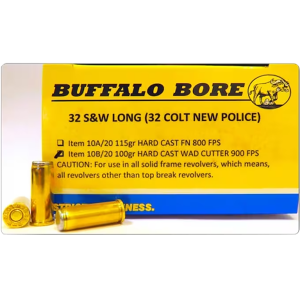 Buffalo Bore Ammunition 10B20 Personal Defense Strictly Business 32S&W Long 100gr Hard Cast Wadcutter 20 Per Box/12 Case