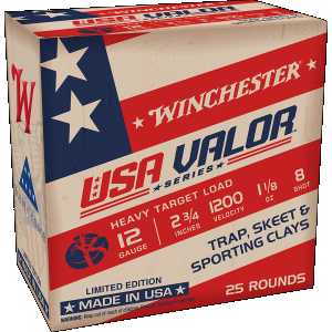 Winchester Ammo USAV128 USA Valor 12Gauge 2.75" 1 1/8oz 8Shot 25 Per Box/10 Case