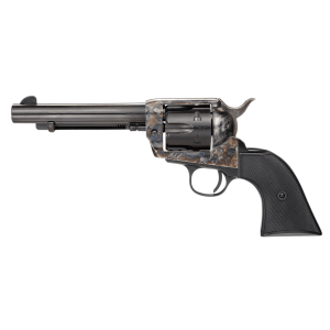 Taylors & Company 200110 1873 Pietta 9mm Luger 6 Shot 5.50" Blued Round Barrel, Blued Cylinder, Color Case Hardened Steel Frame, Black Checkered Plastic Navy Grip, Manual Safety, Exposed Hammer