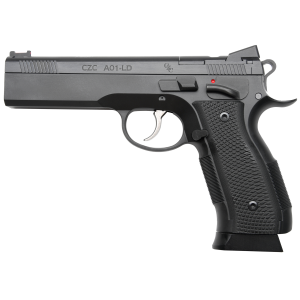 Cz Custom Shop 96336 A01-LD 9mm Luger 19+1 5" Match Grade Bull Barrel, Black Optic Cut/Serrated Steel Slide, Black Polycoat Steel Frame w/Beavertail, Black G10 Grip, Long Dustcover