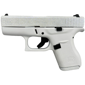 Glock UI4250204NFRST G42 Gen3 Sports South Exclusive 380 ACP 6+1 3.25" Black Steel Barrel, Frost Glitter Cerakote Serrated Steel Slide, Frost Cerakote Polymer Frame, Textured Polymer Grip, USA Made