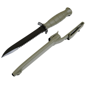 Glock KF039181 Field 7" Fixed Clip Point Plain/Saw Black High Carbon Steel Blade Battle Field Green Textured Trimond Polymer Handle Features Clamshell Packaging