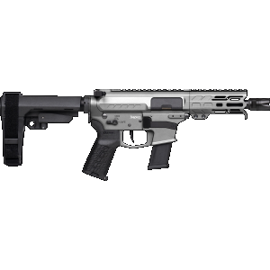 CMMG 45A150FTNG Banshee FE MkG 45 ACP 13+1 5" Black Nitride Threaded Barrel, M-LOK Handguard, Titanium Cerakote Aluminum Receiver w/Picatinny Rail, Black Polymer CMMG RipBrace, CMMG Zeroed Grip