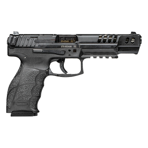 HK 81001169 VP9 Match 9mm Luger 10+1 5.50" Black Polygonal Rifled Barrel, Black Steel Optic Ready/Serrated Slide, Black Polymer Frame w/Picatinny Rail, Interchangeable Backstrap Grip, 4 Mags
