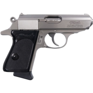Walther Walther PPK Semi-Automatic .380 ACP Pistol, (2) 6 Round Magazines, 3.30\" Stainless Steel Barrel, Matte Stainless Slide and Zinc Alloy Frame with Beavertail - 4796001 - $761.13 at Classic Firearms