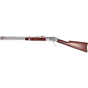 Rossi 920441693EN1 R92 Carbine 8+1 16\" Round Barrel, Stainless Rec with 1776 Flag Engraving, Hardwood Stock