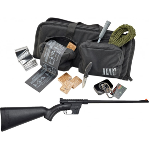 Henry Henry Survival Rifle Survival Pack .22 LR 8rd Mags (2) 16.125\" Barrel Black with Bag Fire Steel Life Straw Folding Knife - $499.99 at Classic Firearms