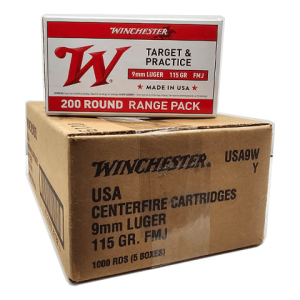 Winchester Winchester Ammo USA9W USA Centerfire 9mm Luger 115 GR Full Metal Jacket, Brass, Boxer, Reloadable - 1000 Round Case - $269.99 at Classic Firearms