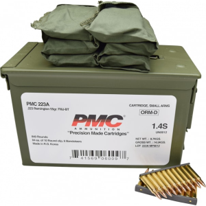 Bulk 55 Grain FMJ Boat Tail - Bulk On Stripper Clips / 6 Bandoleers In Can - Bulk 840 Rounds Per Can - Ammo