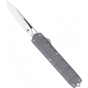 Cobratec Knives CobraTec Knives CTEGRYM390DNS Enforcer 3.25\" OTF Drop Point Plain M390 Steel Blade Gray Aluminum Handle - $259.99 at Classic Firearms