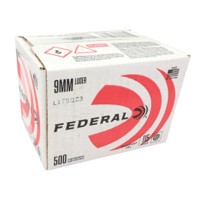 Federal 9mm Luger Ammunition 115 Grain Brass Cased Boxer Primes Re-Loadable Non-Corrosive 500 Round Bulk Packed Case Ammo - Bulk FAC9115A500 Bulk FAC9115A500 Ammo