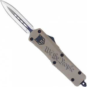 Cobratec Knives CobraTec Knives MWTPFS-3DAGNS We The People Medium 3\" OTF Dagger Plain D2 Steel Blade Cerakoted Aluminum w/\"We The People\" Engraving Handle Features Glass Breaker - $159.99 at Classic Firearms