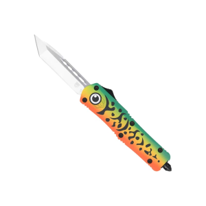 Cobratec Knives CobraTec Knives MFLGNFS3TNS FS-3 Medium 3\" OTF Tanto Plain D2 Steel Blade 4.50\" Green Fishing Lure Aluminum Cerakoted Handle Includes Glass Breaker/Pocket Clip - $159.99 at Classic Firearms