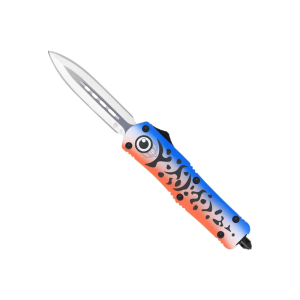 Cobratec Knives CobraTec Knives MFLBLUFS3DAGNS FS-3 Blue Lure Medium 3\" OTF Dagger Plain D2 Steel Blade 4.50\" Blue Fishing Lure Aluminum Cerakoted Handle Includes Glass Breaker/Pocket Clip - $159.99 at Classic Firearms