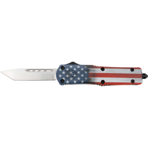 Cobratec Knives CobraTec Knives MCUSAFS3TNS FS-3 American Flag Medium 3\" OTF Tanto Plain D2 Steel Blade 4.50\" Aluminum Cerakoted Handle Includes Glass Breaker/Pocket Clip - $159.99 at Classic Firearms