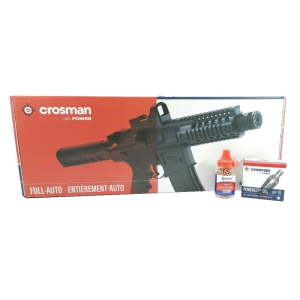 Crosman CFAA4PX Full Auto CO2 177 AR-15 Style BB Pistol. 25 Round Mag, 430 FPS, 1400 RPM, Includes Free Red Dot Sight and 15 Ct. CO2 Cartridges, Black